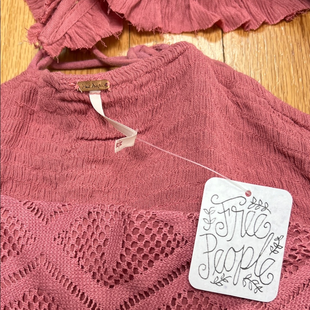 Free People Mauve Boho Lace Open Back Mini Dress - Picture 2 of 5
